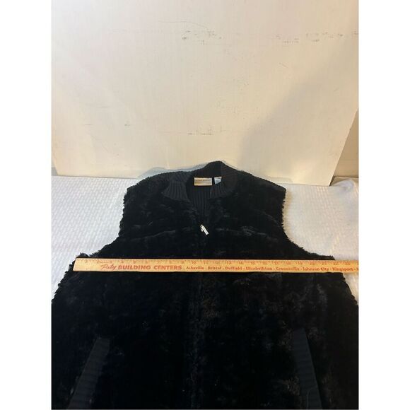 Alfred Dunn woman 16w zipper faux fur sweater vest black rn#19232 - Picture 5 of 8